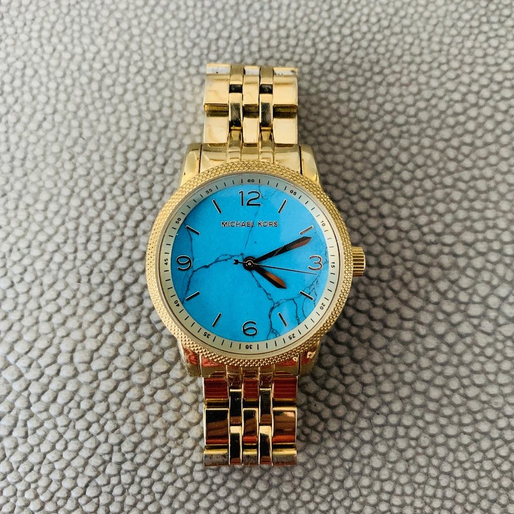 Michael Kors Turquoise Gold Watch MK5107 Blue